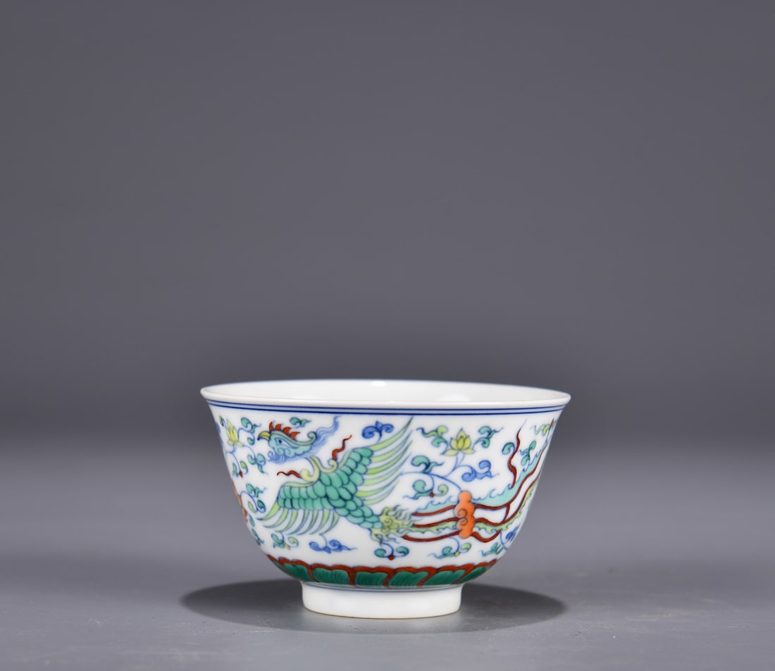 A Exquisite Doucai Phoenix Pattern Cup - 3