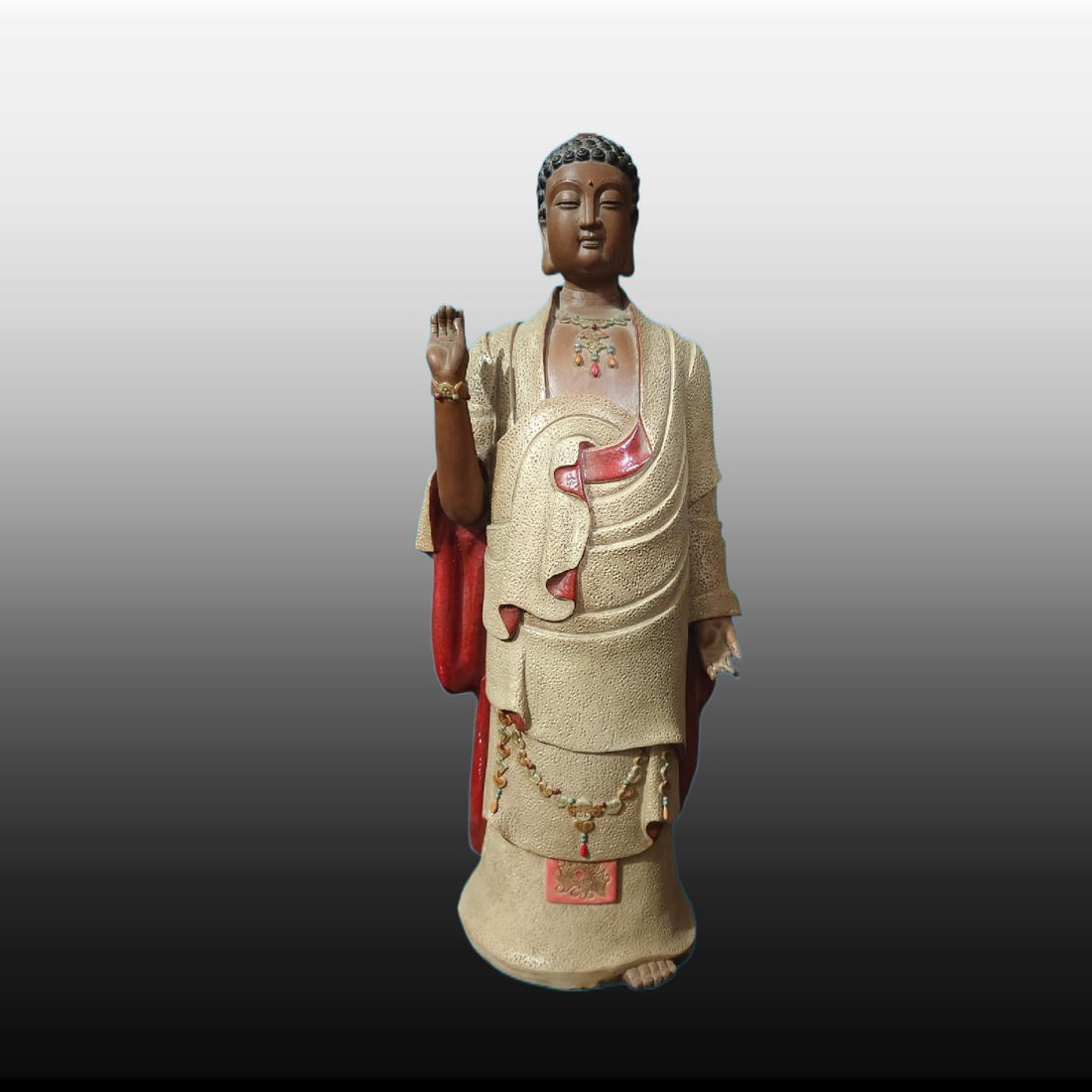A Exquisite Shiwan Porcelain Buddha statue Ornament: A Exquisite Shiwan Porcelain Buddha statue Ornament,Qing Dynasty, China,With Mark,Size:10.2inx6.3inx24in