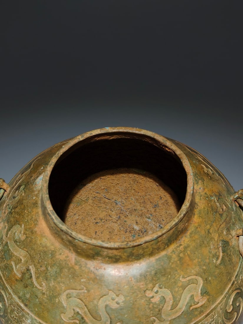 A Exquisite Bronze Dragon Pattern Jar - 4
