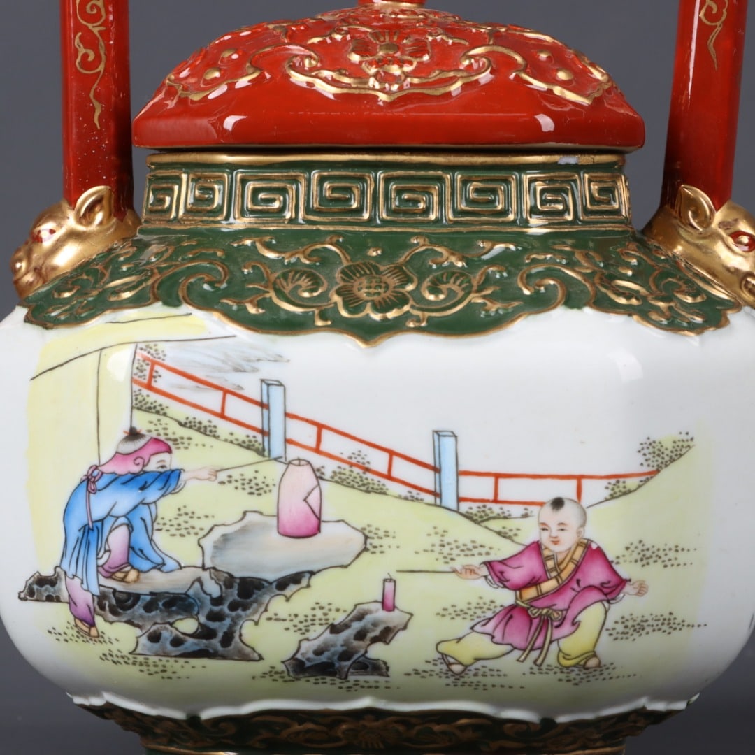 A Exquisite Enamel Gilt Figure Pattern Pot - 6