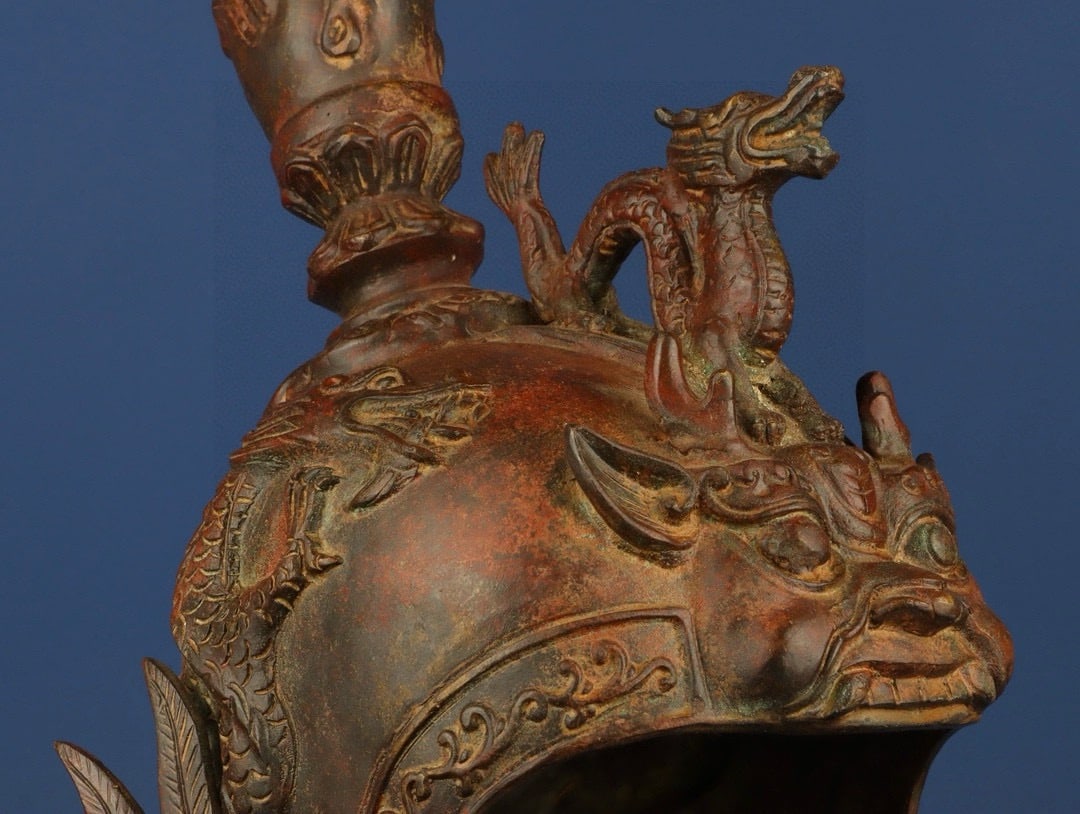 A Exquisite Bronze Beast-Face Pattern Helmet - 4