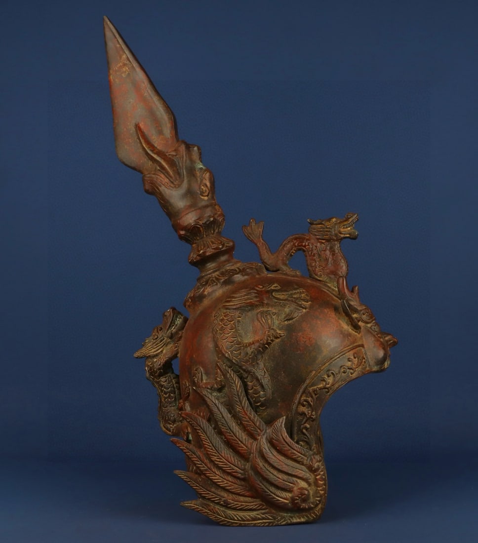 A Exquisite Bronze Beast-Face Pattern Helmet - 5