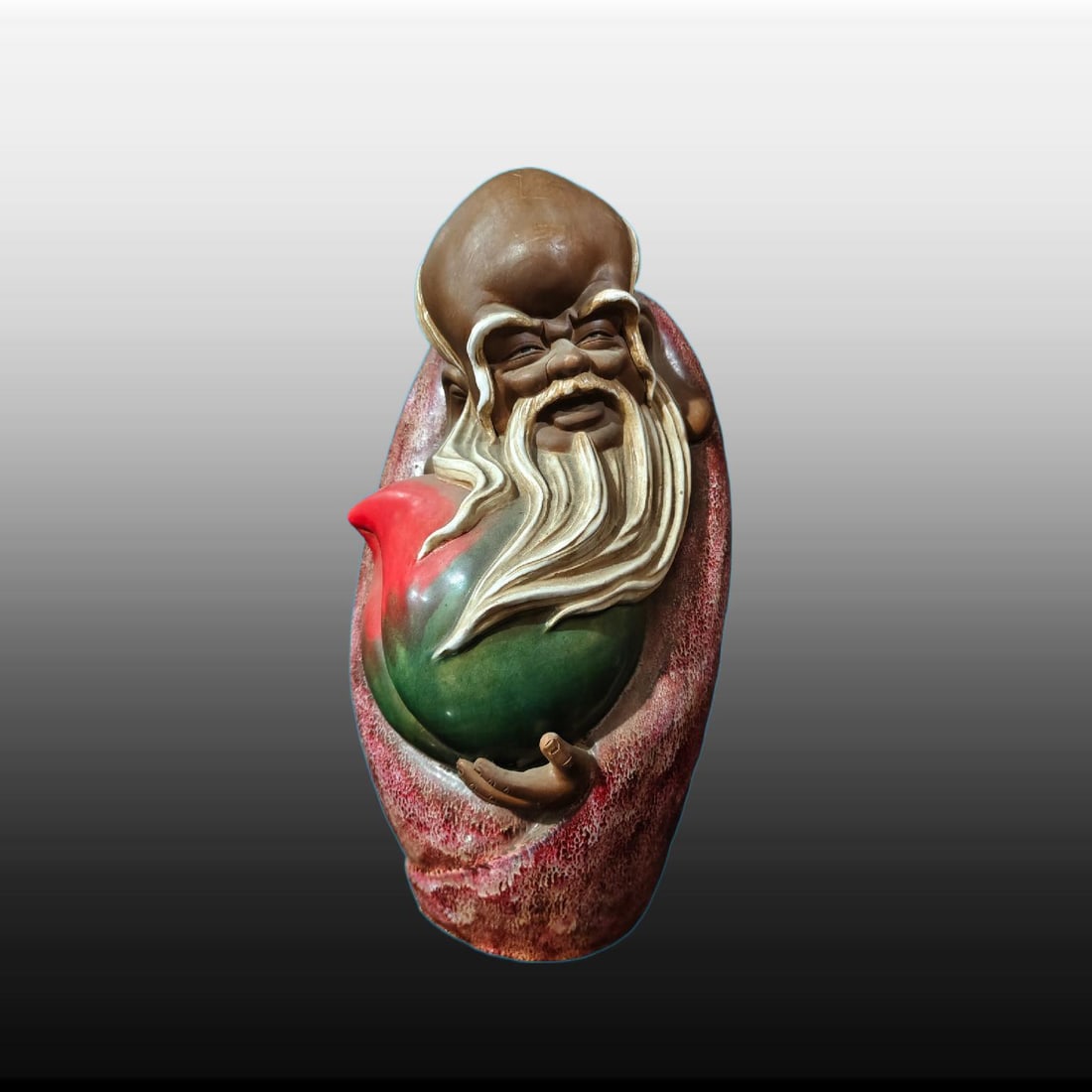 A Exquisite Shiwan Porcelain Statue of God of Longevity Ornament: A Exquisite Shiwan Porcelain Statue of God of Longevity Ornament,Qing Dynasty, China,With Mark,Size:11.8inx12.6inx20.1in