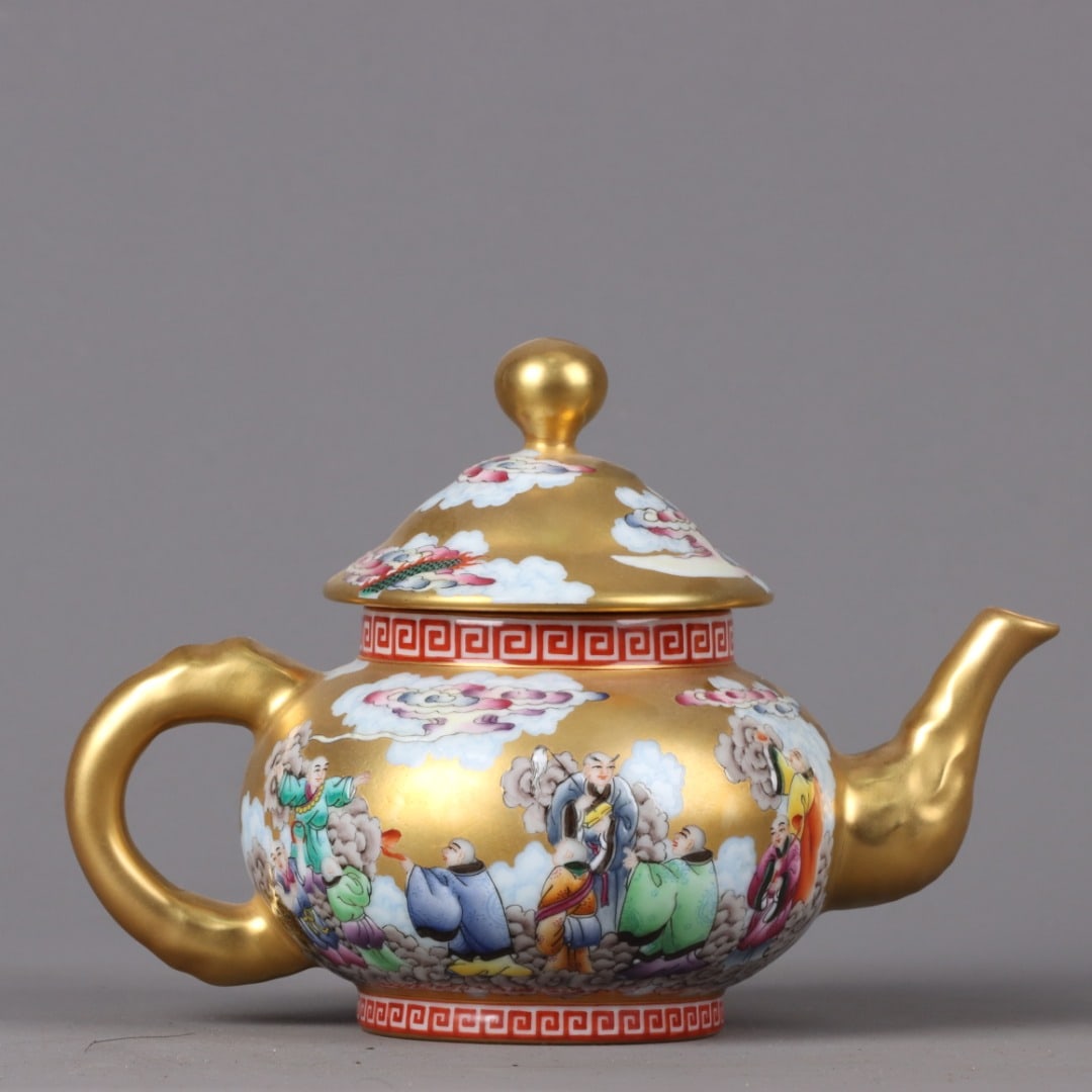 A Exquisite Enamel Gilt Arhat Pattern Pot - 3