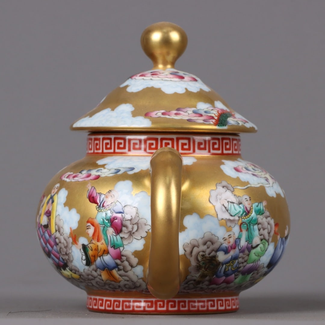 A Exquisite Enamel Gilt Arhat Pattern Pot - 4