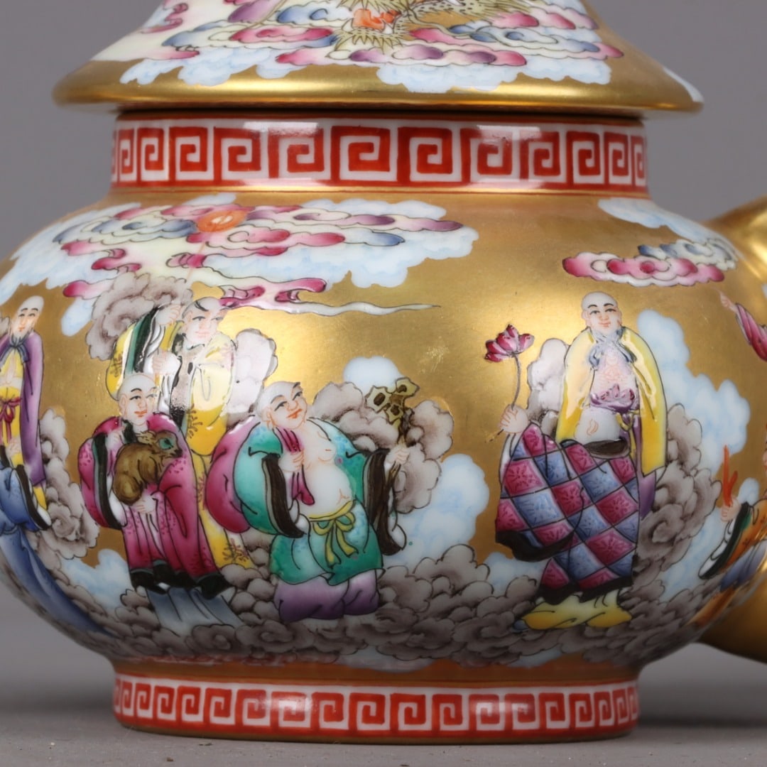 A Exquisite Enamel Gilt Arhat Pattern Pot - 6