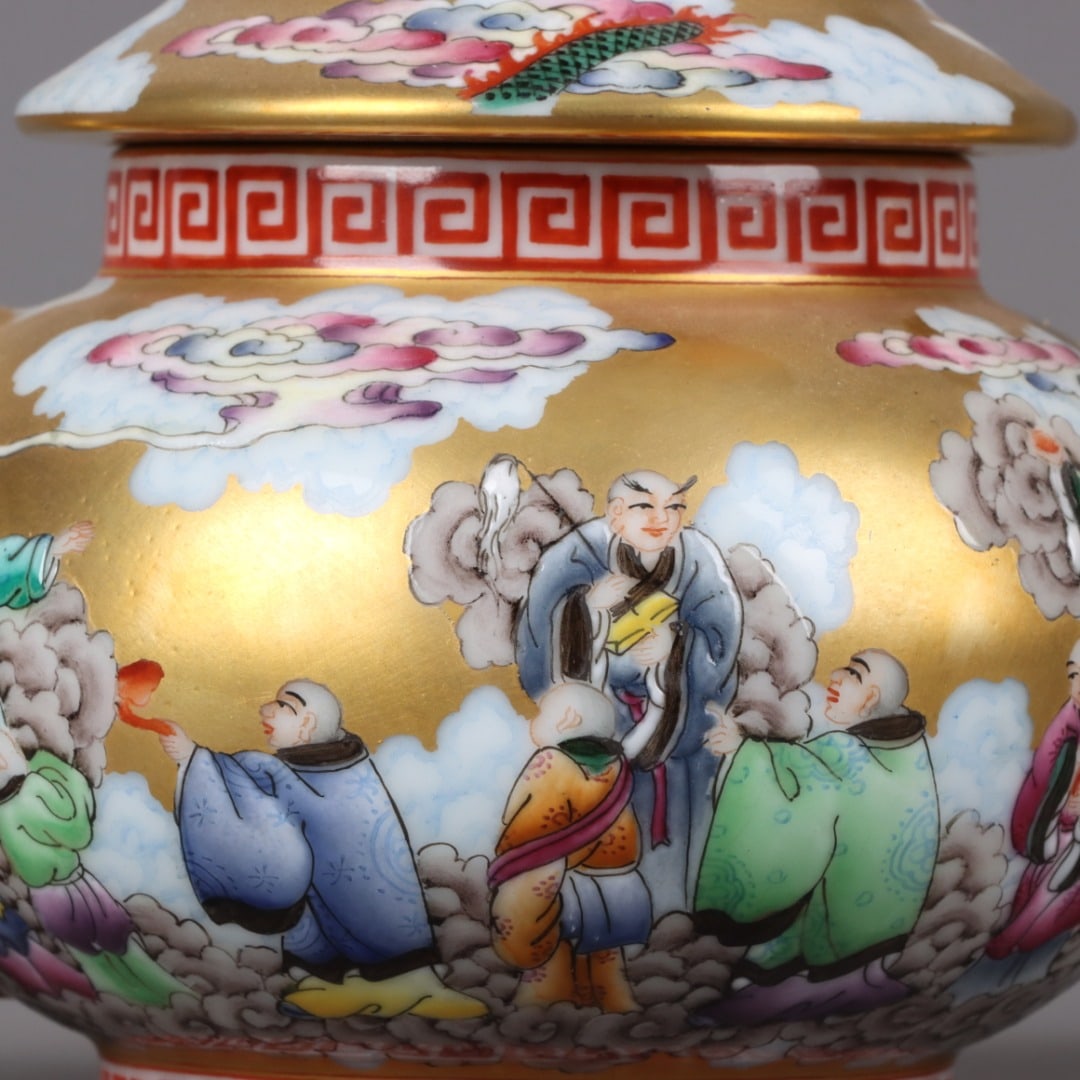A Exquisite Enamel Gilt Arhat Pattern Pot - 7