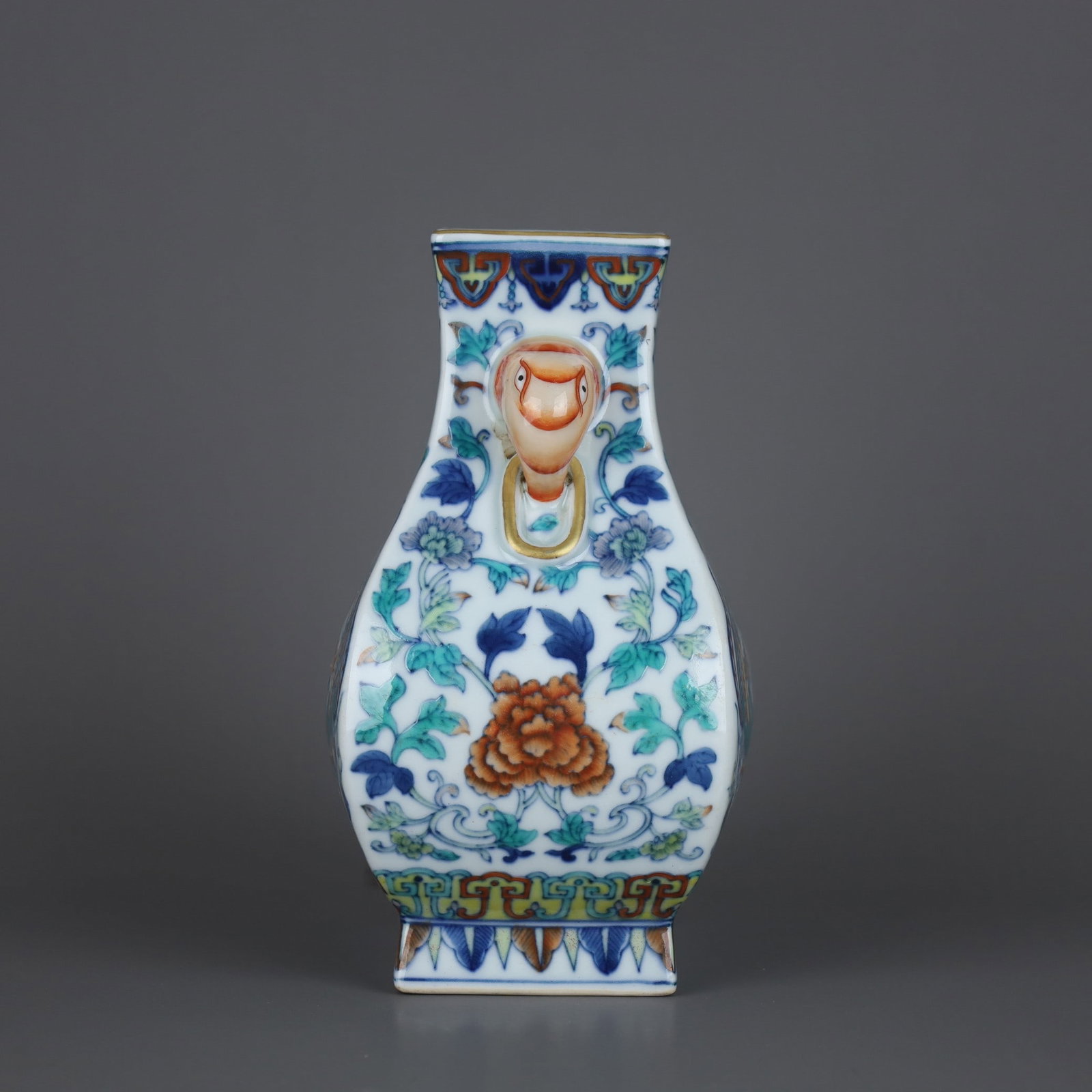 A Exquisite Doucai Phoenix Pattern Beast-Ears Vase - 3