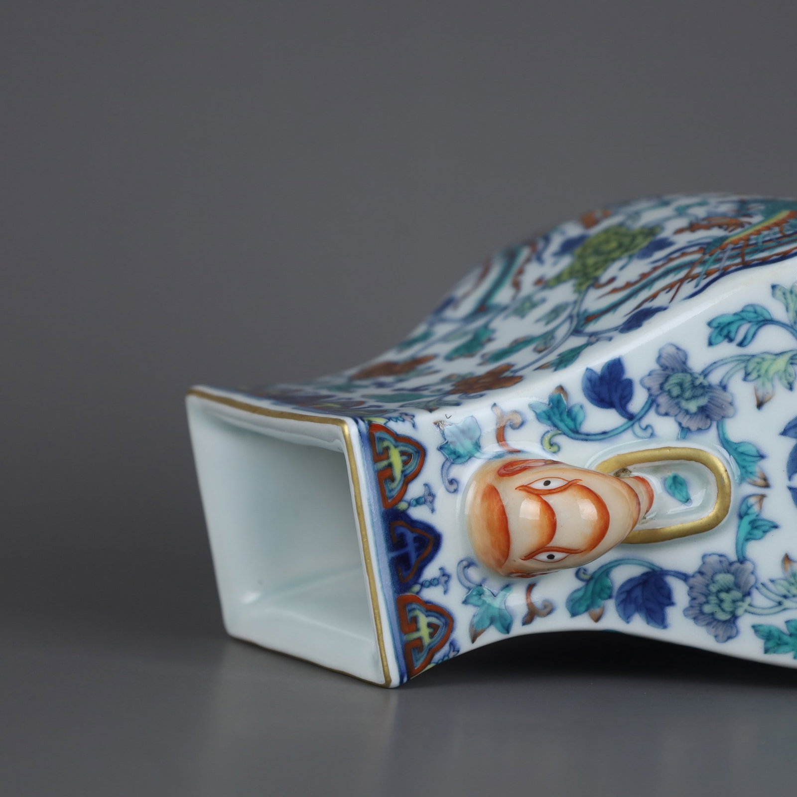 A Exquisite Doucai Phoenix Pattern Beast-Ears Vase - 4