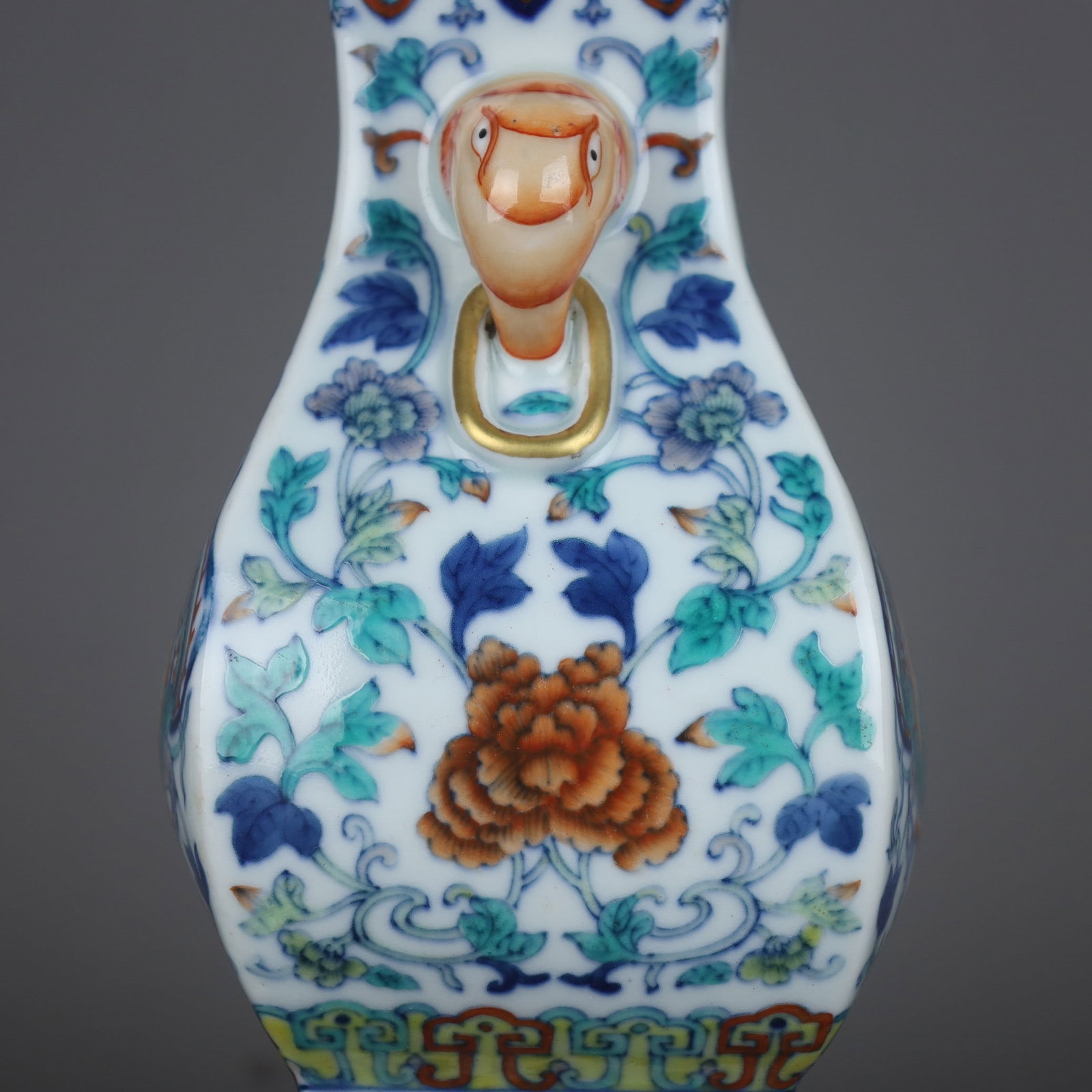 A Exquisite Doucai Phoenix Pattern Beast-Ears Vase - 6