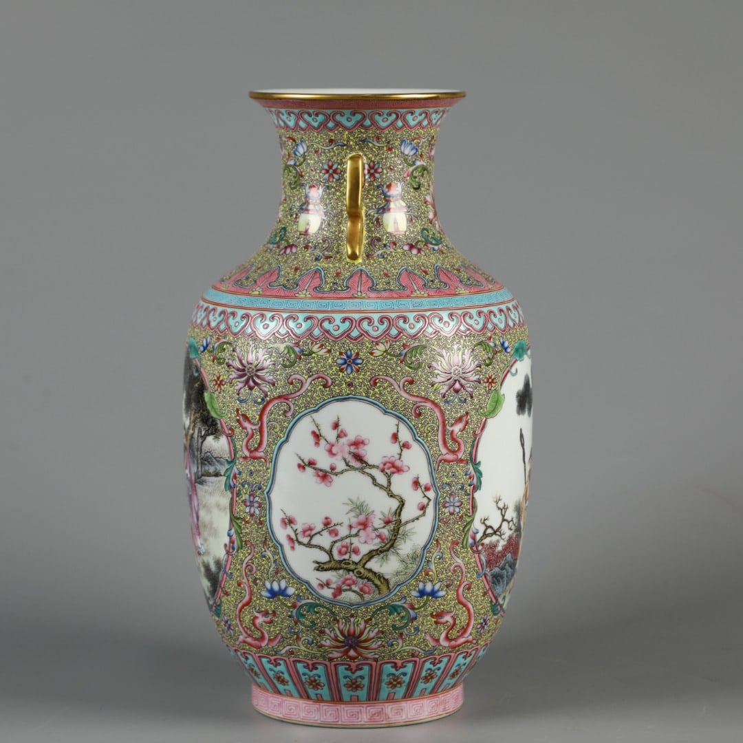 A Exquisite Enamel Figures Pattern Double-Ears Vase - 6