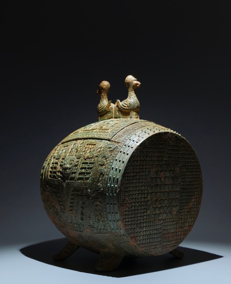 A Exquisite Bronze Beast-Face Pattern Drum - 4