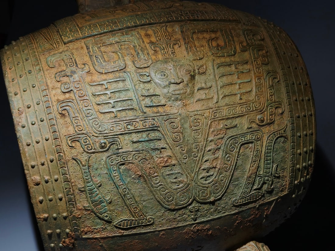 A Exquisite Bronze Beast-Face Pattern Drum - 7
