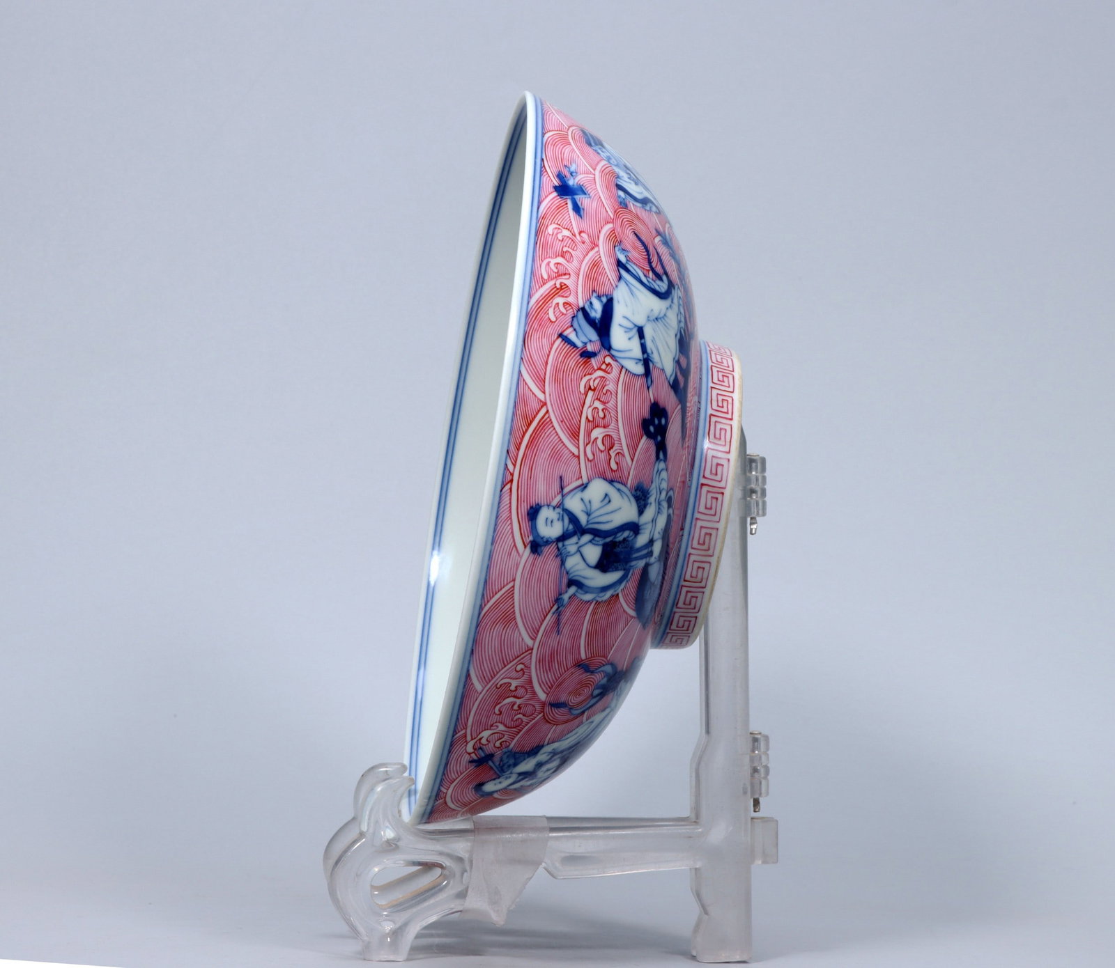 A Exquisite Blue and White Ruby Red-Glazed Figures Pattern Bowl - 6