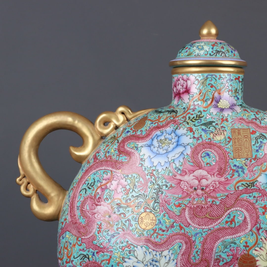 A Exquisite Enamel Gilt Dragon Pattern Pot - 4