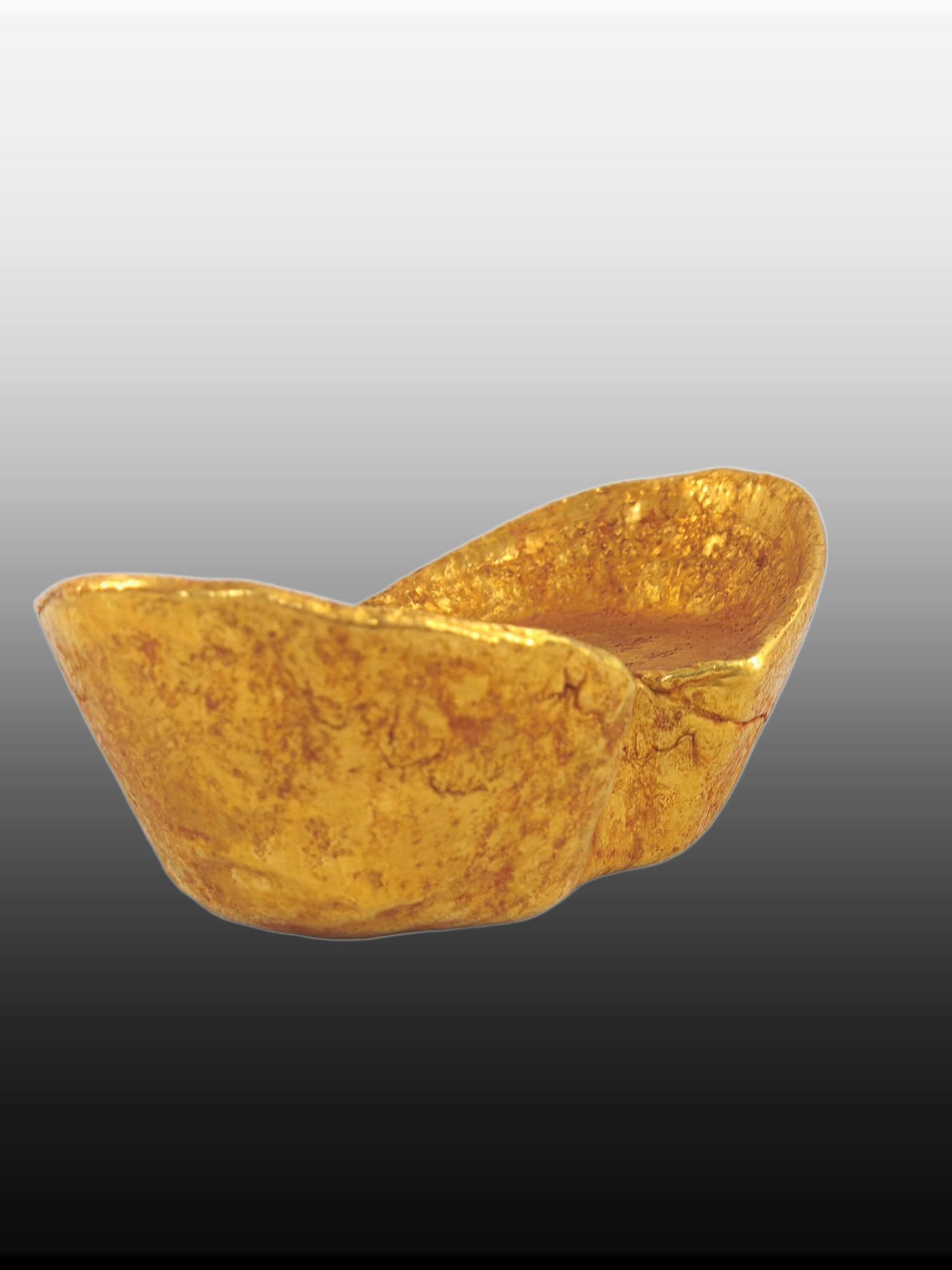 A Exquisite Gilt Bronze Ingot - 4