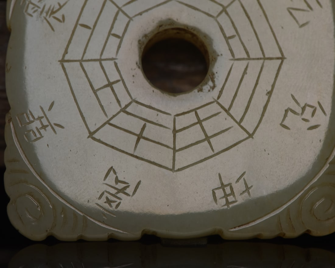 A Exquisite Hotan Jade Trigram Pattern Plaque - 7