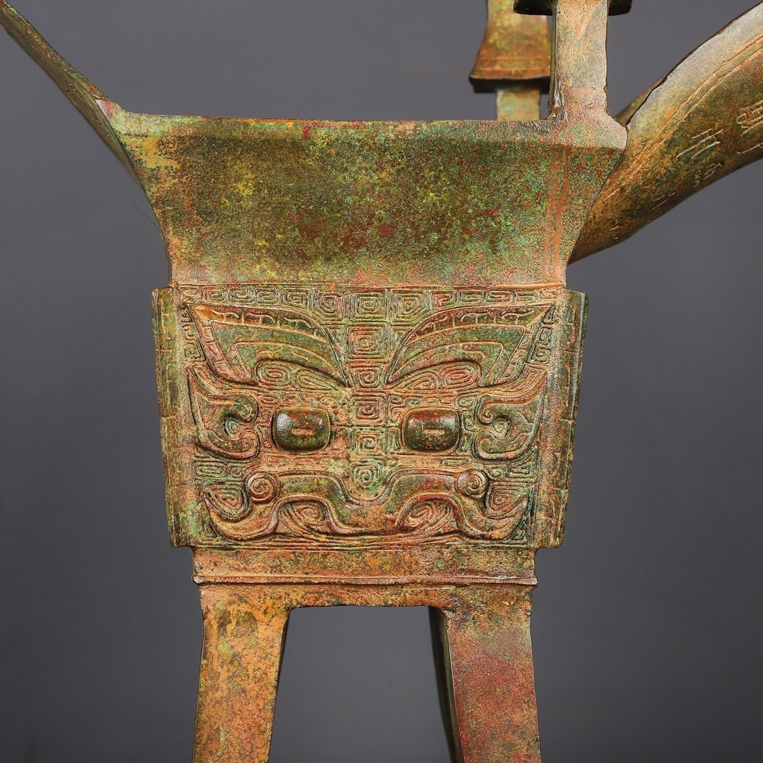 A Exquisite Bronze Beast-Face Pattern Goblet - 2