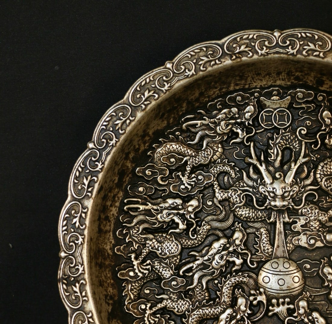 A Exquisite Silvering Dragon Pattern Plate - 2