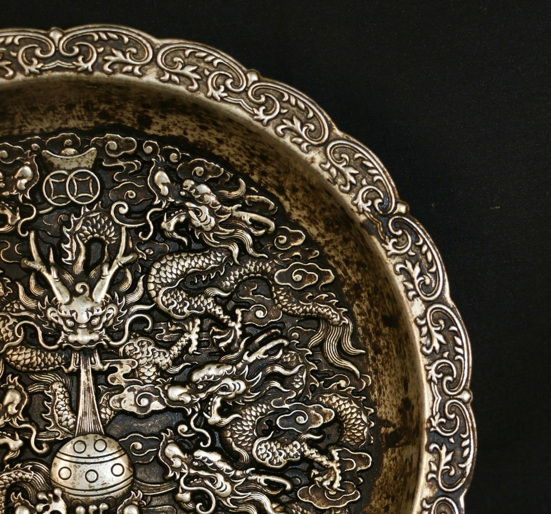 A Exquisite Silvering Dragon Pattern Plate - 3