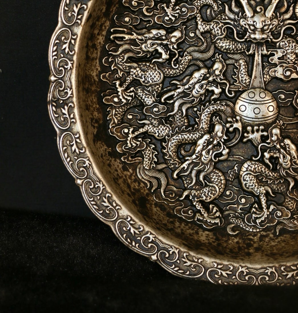 A Exquisite Silvering Dragon Pattern Plate - 5