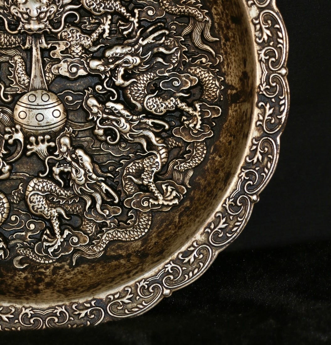 A Exquisite Silvering Dragon Pattern Plate - 6