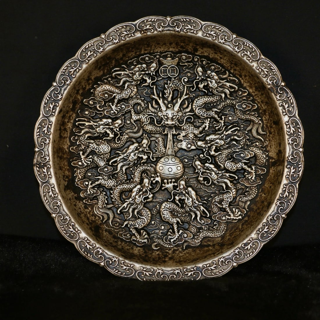 A Exquisite Silvering Dragon Pattern Plate - 7