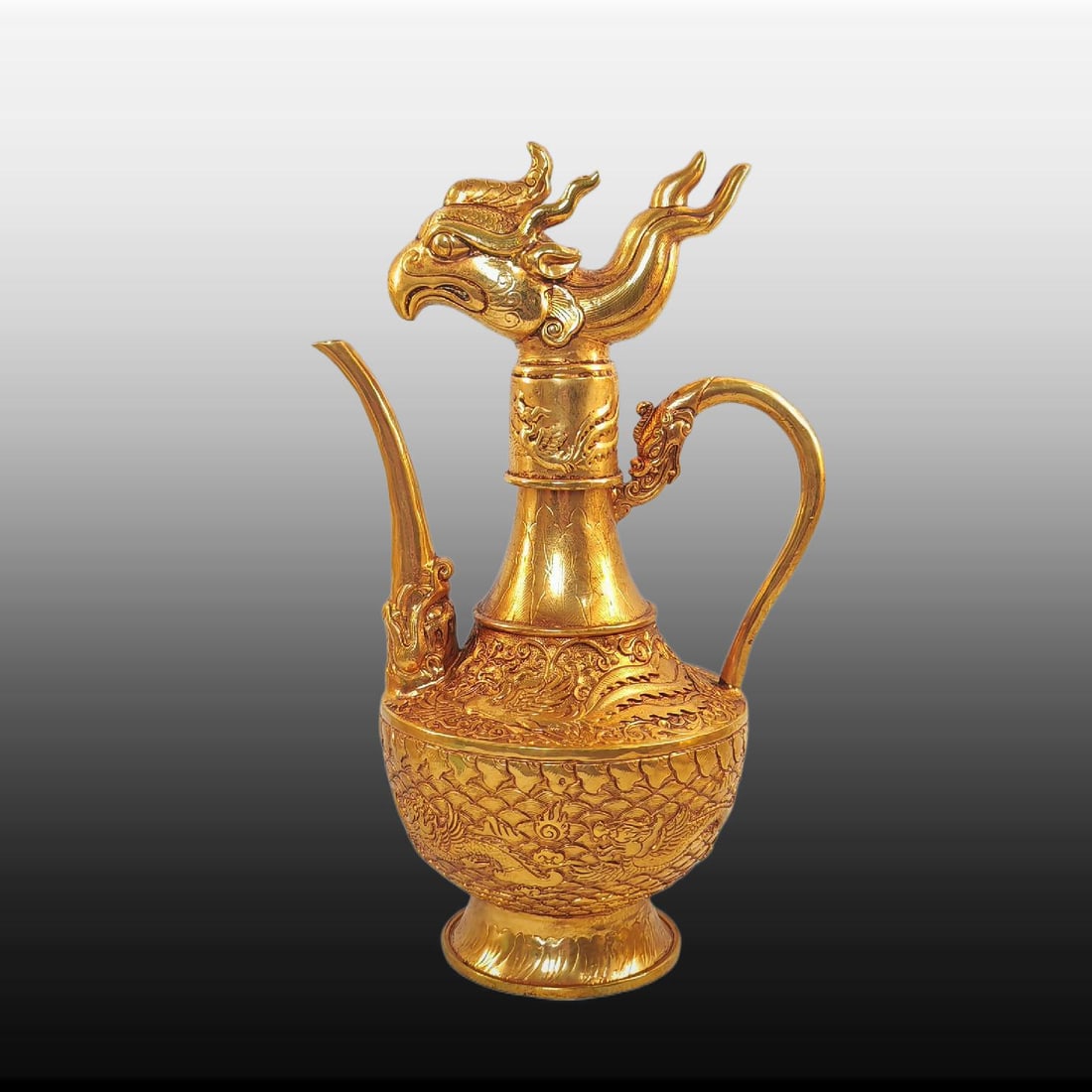 A Exquisite Gilt Bronze Phoenix Pattern Vase - 2