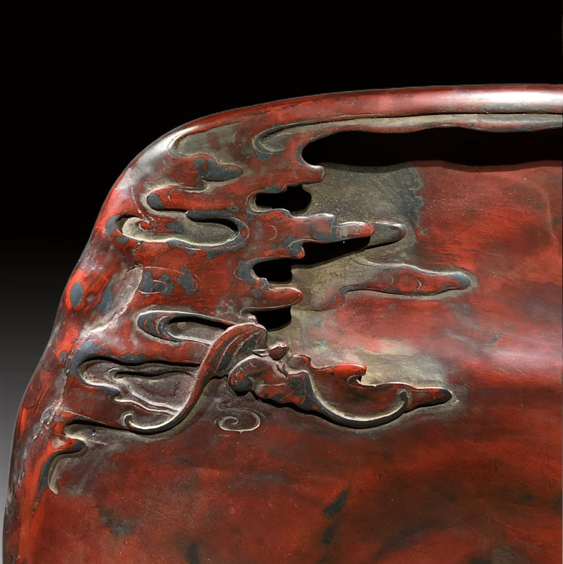 A Exquisite Wu Qijun Mark Auspicious Cloud Pattern Inkstone - 2