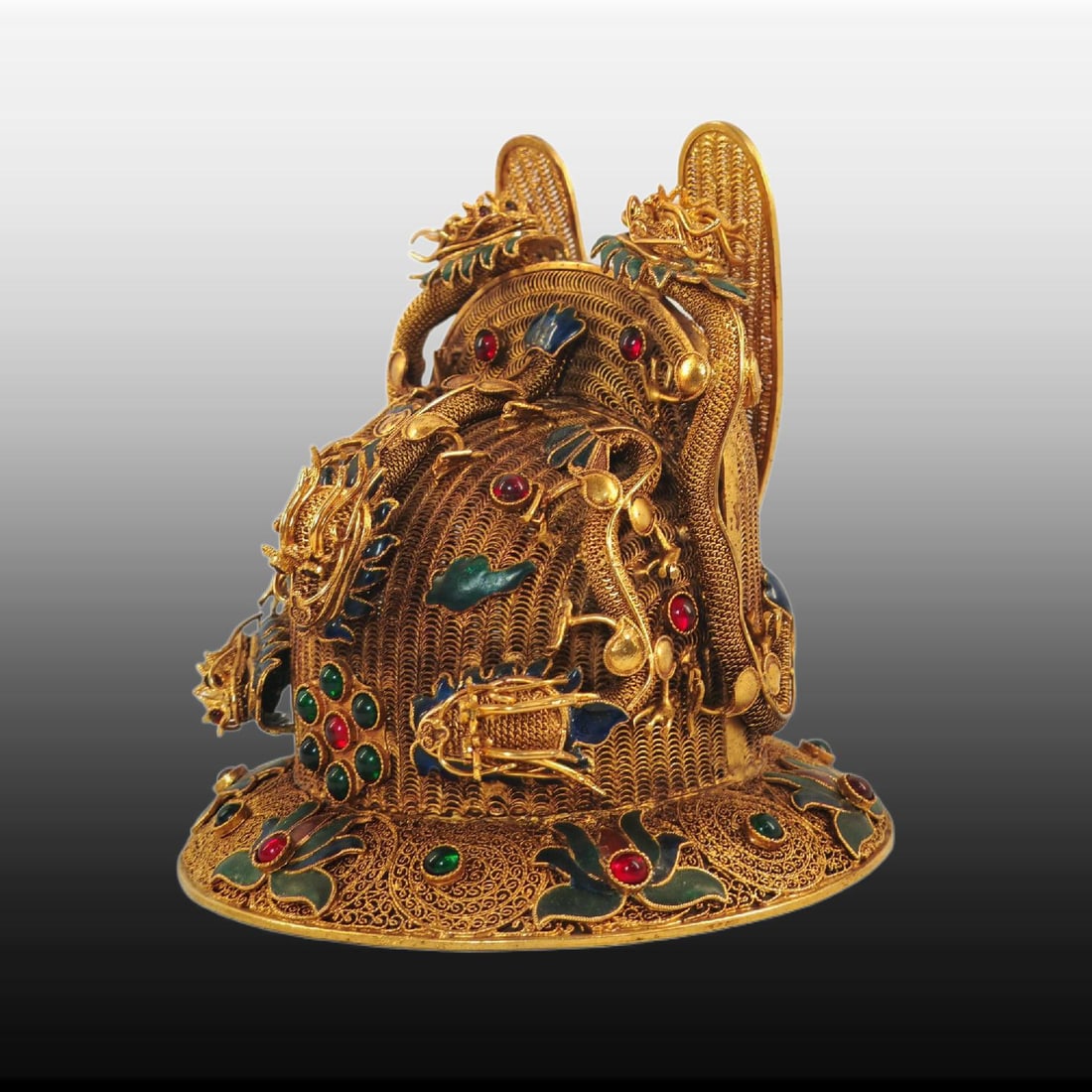 A Exquisite Cloisonne Dragon Pattern Hat Crown - 2