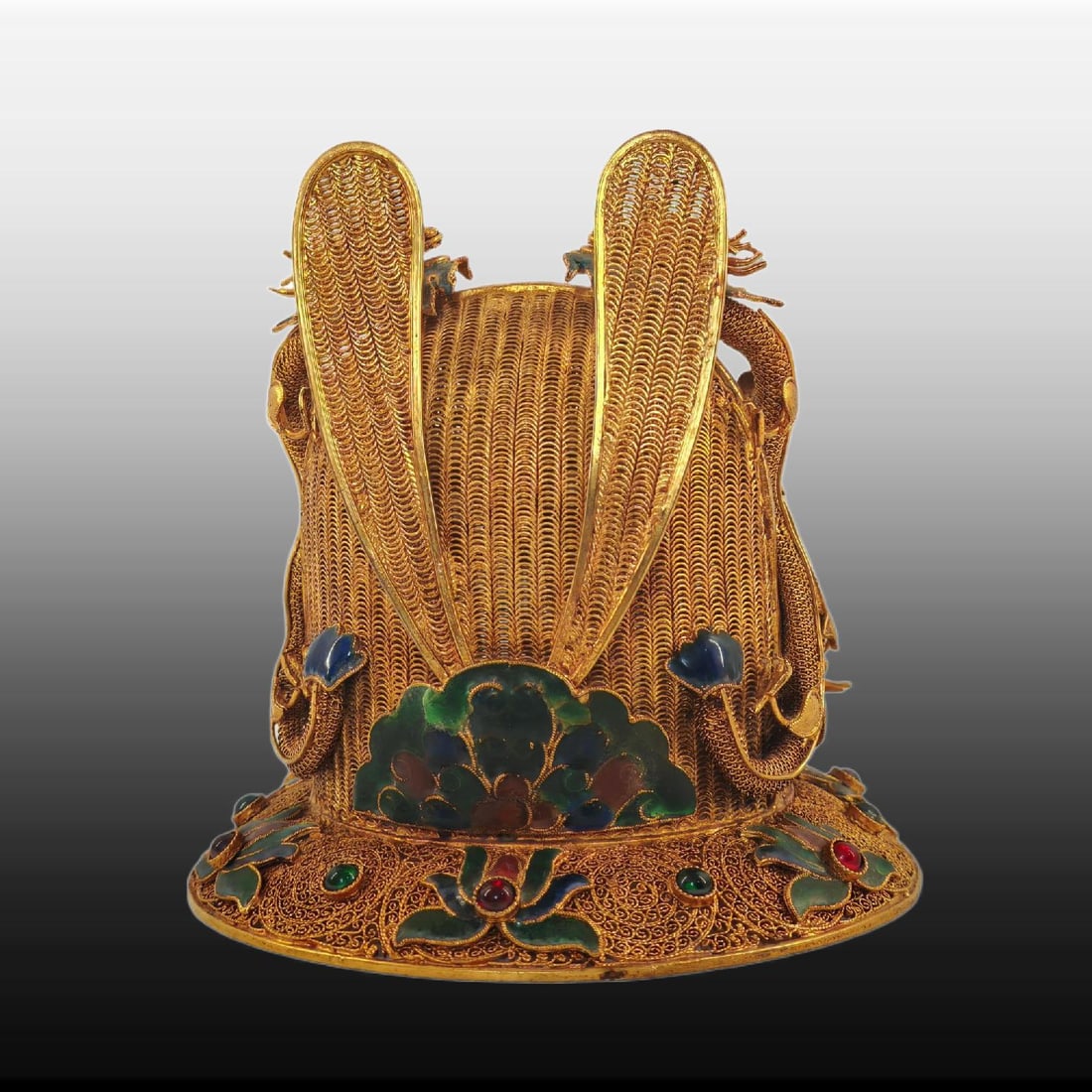 A Exquisite Cloisonne Dragon Pattern Hat Crown - 4