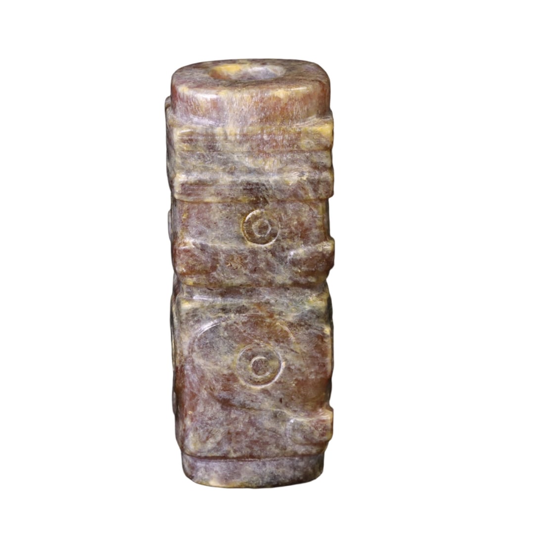 A Exquisite Gaogu Jade Handheld Carving: A Exquisite Gaogu Jade Handheld Carving,Ancient Time, China,Size:0.6inx0.6inx1.5in,Weight:21g 高古玉手把件,远古时期
