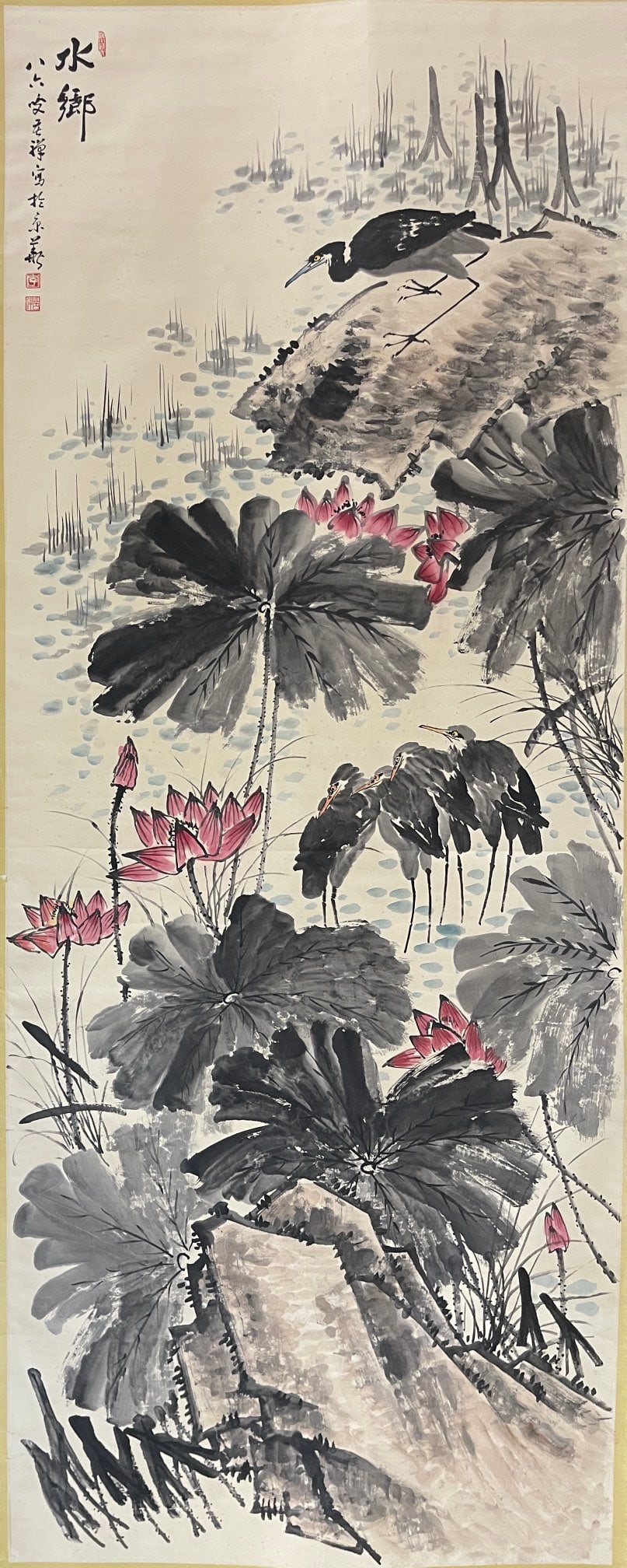 A Chinese Vertical Scroll Ink Painting of Flower and Bird on Paper - 2