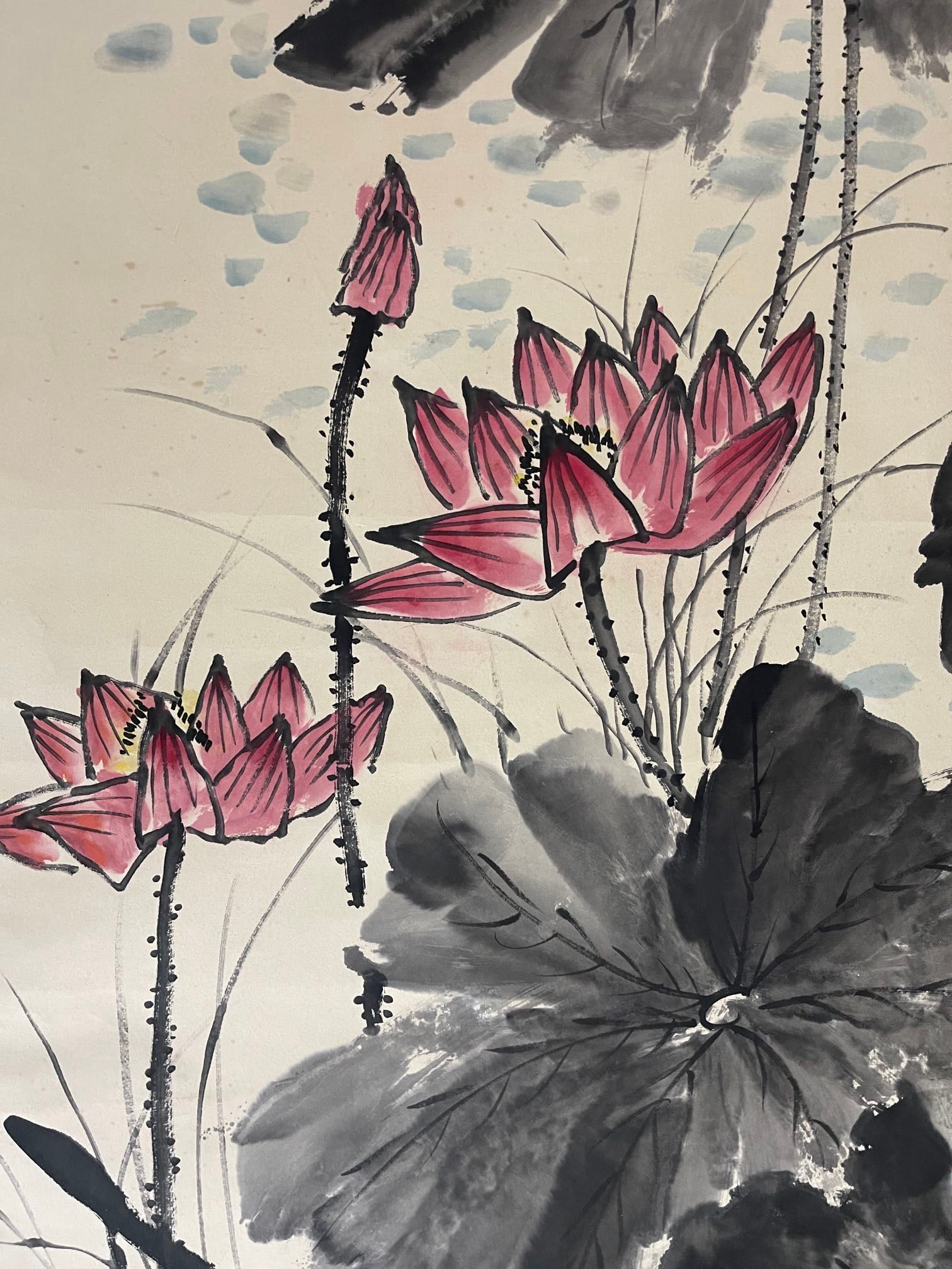 A Chinese Vertical Scroll Ink Painting of Flower and Bird on Paper - 5