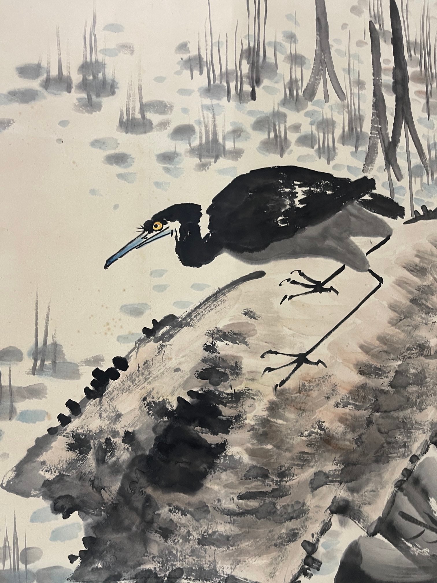 A Chinese Vertical Scroll Ink Painting of Flower and Bird on Paper - 7