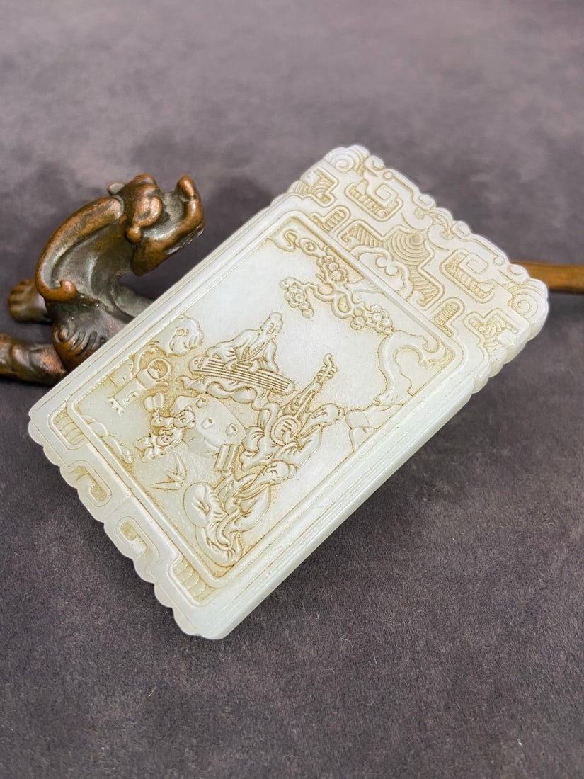 A Exquisite Hotan Jade Figures Pattern pendant - 3