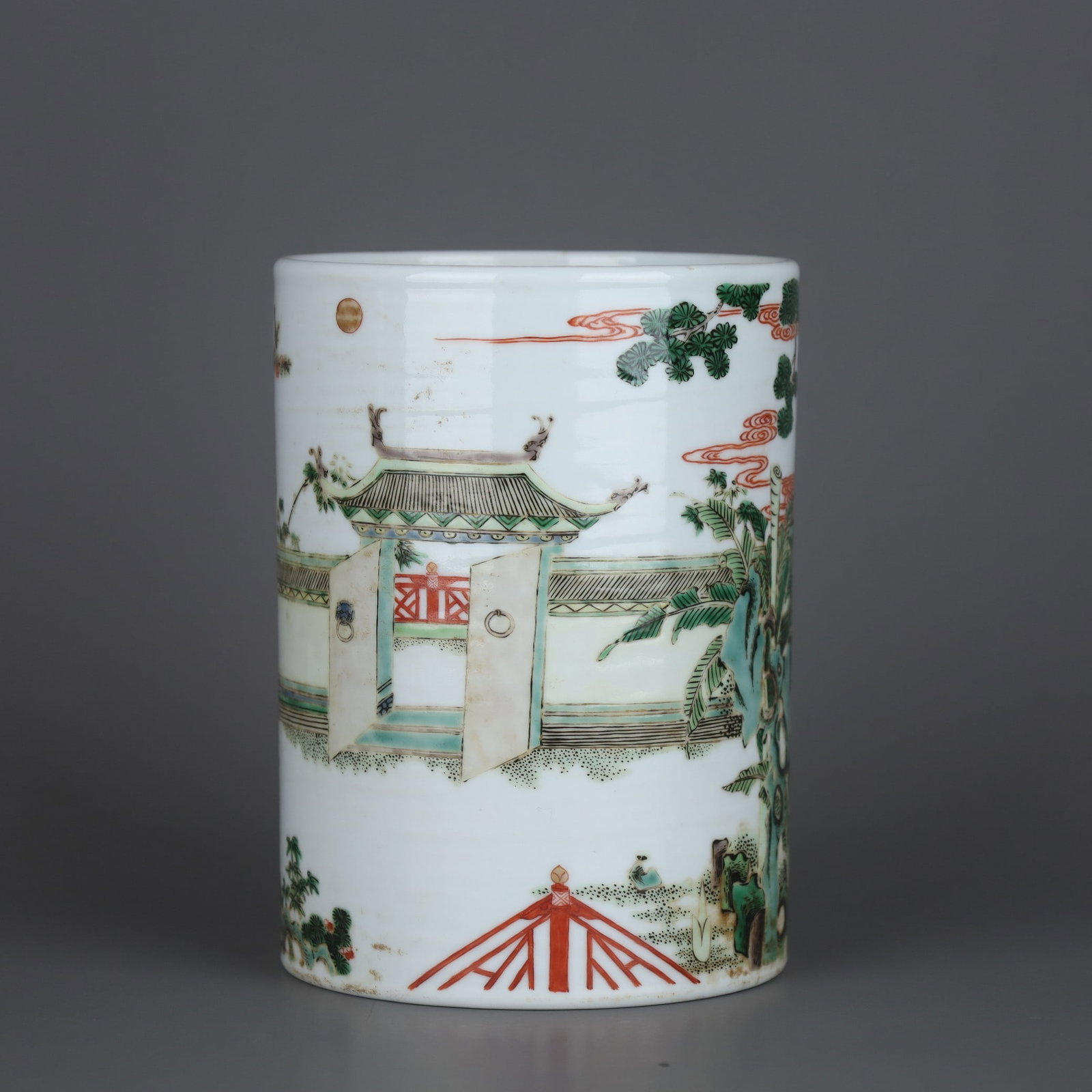 A Exquisite Wucai Figures Pattern Brush Pot - 2