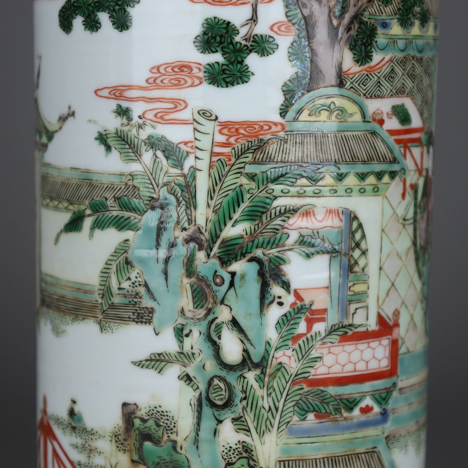 A Exquisite Wucai Figures Pattern Brush Pot - 5