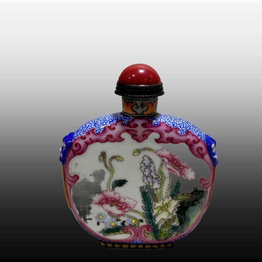 A Exquisite Famille-Rose Flower Pattern Snuff Bottle - 6