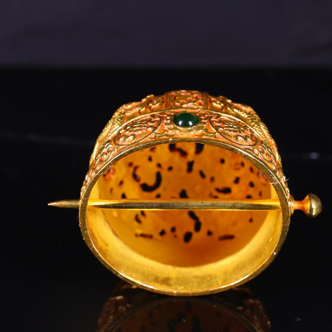 A Exquisite Gilt Bronze Dragon Pattern Hat - 5