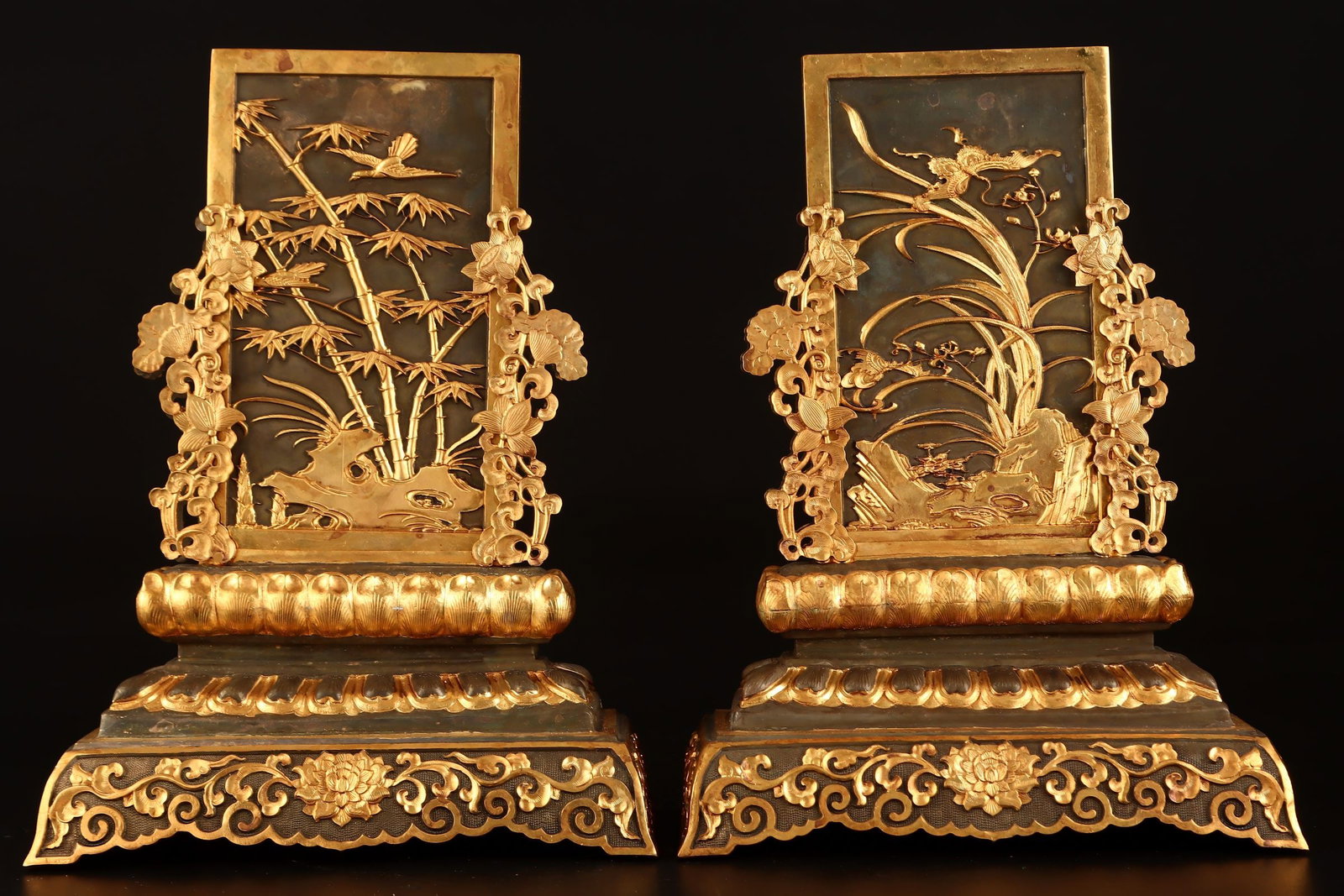 A Set of Exquisite Gilt Bronze Flower Pattern Screen - 5