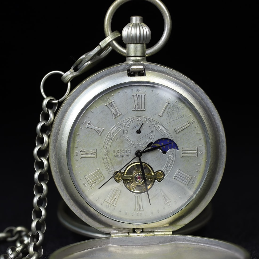 A Exquisite Silver Figures Pattern Double Opening Pocket Watch - 3