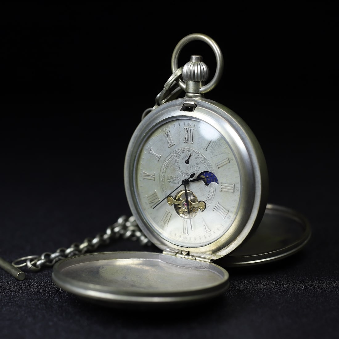 A Exquisite Silver Figures Pattern Double Opening Pocket Watch - 4