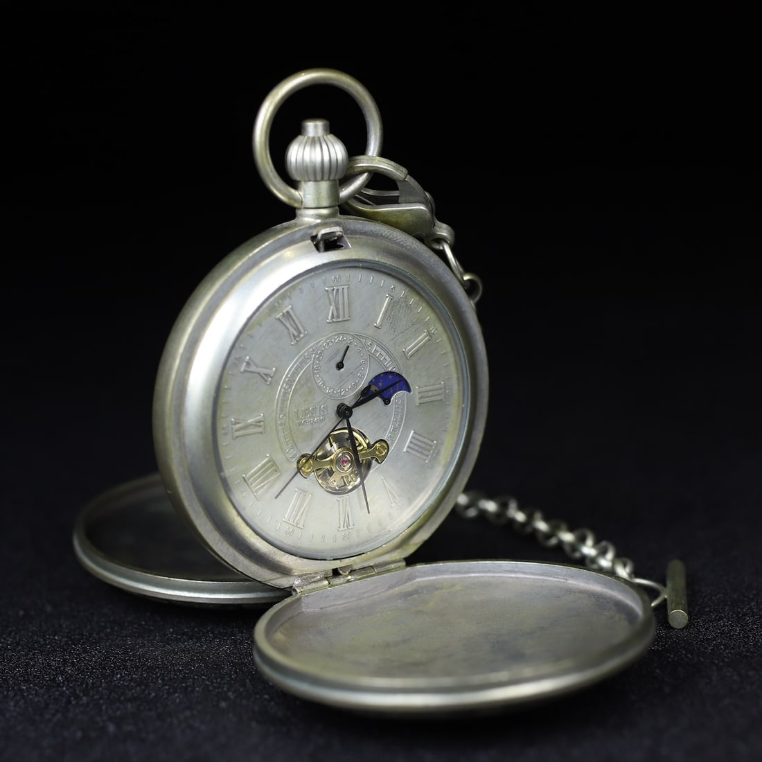 A Exquisite Silver Figures Pattern Double Opening Pocket Watch - 5