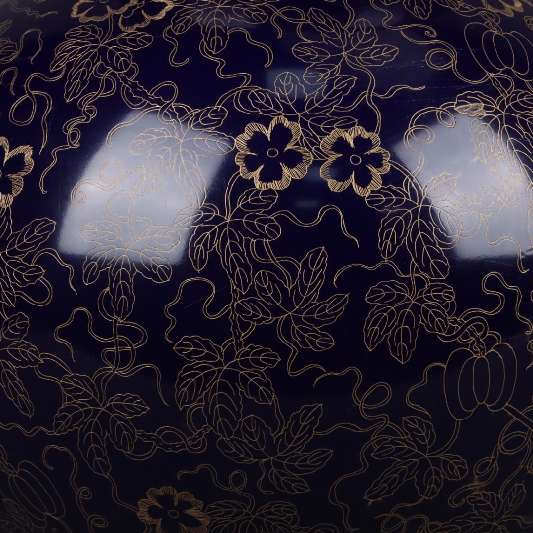 A Exquisite Ji Blue Glazed Cloisonne Flower and Butterfly Pattern Gourd Vase - 7