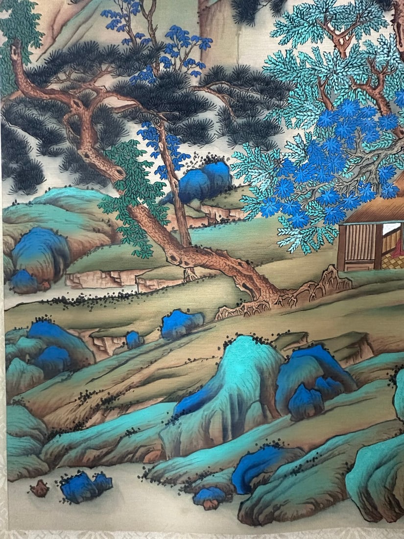 A Chinese Vertical Scroll Ink Painting of Landscape on Silk - 8