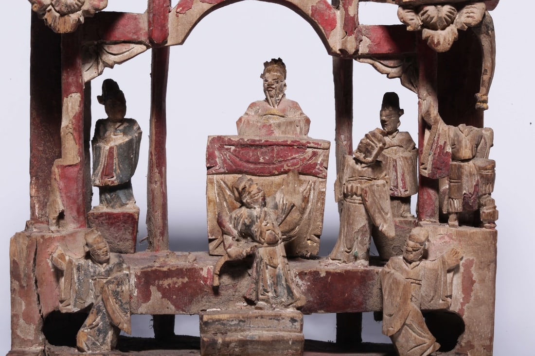 A Exquisite Wood Carved Figures Ornament - 4