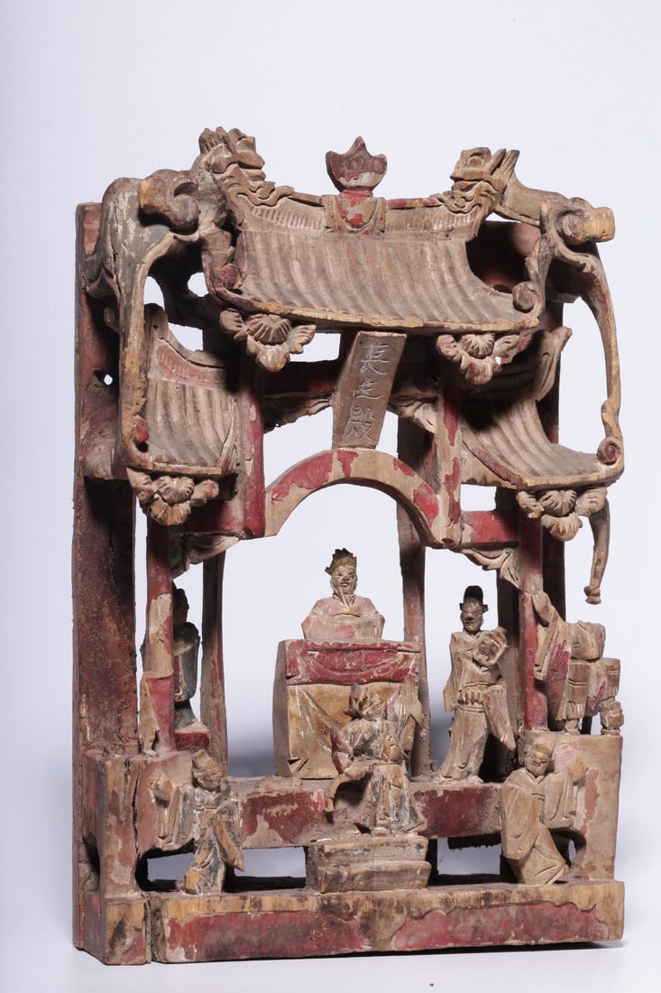 A Exquisite Wood Carved Figures Ornament - 5
