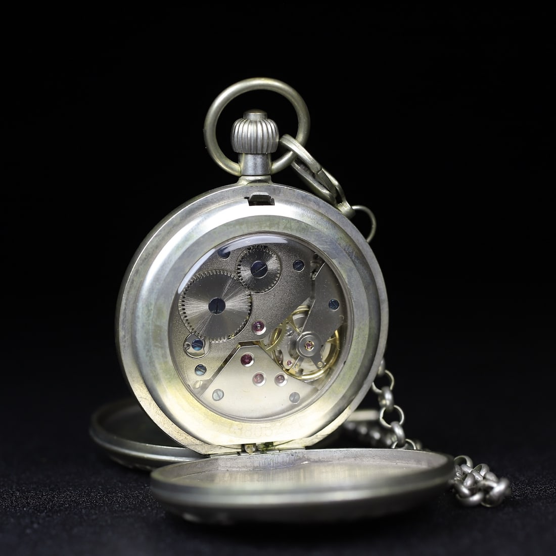 A Exquisite Silver Train Pattern Double Opening Pocket Watch - 7