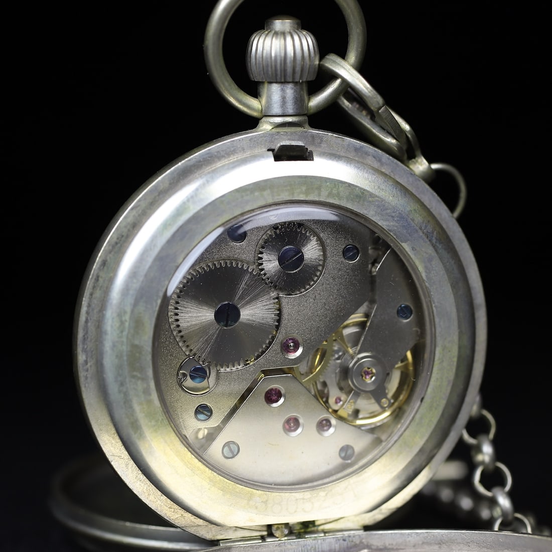 A Exquisite Silver Train Pattern Double Opening Pocket Watch - 8